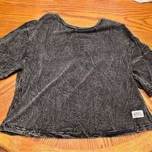 Royce Black Crinkle Crop Top